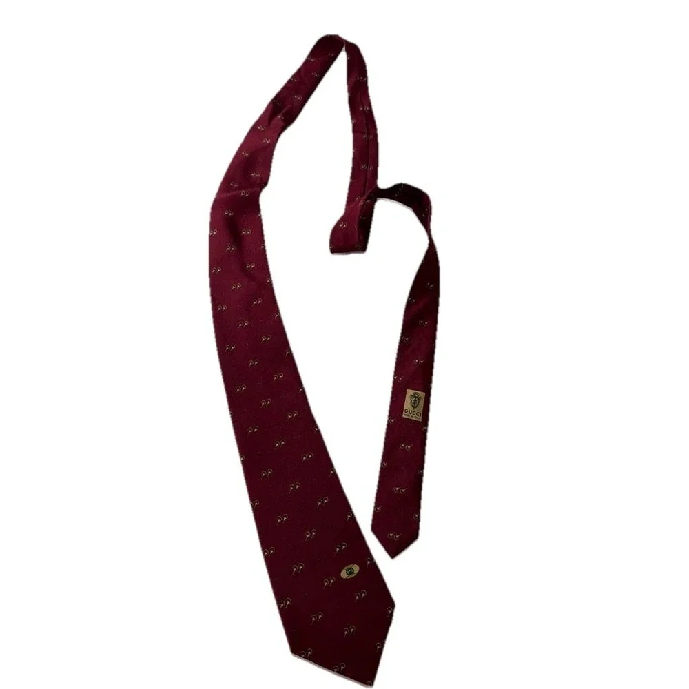 Vintage Gucci Accessory Collection Burgundy Silk Tie Prom Homecoming Formal Wear